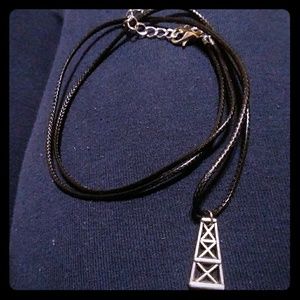 OIL DERRICK black leather cord necklace 18 inch
